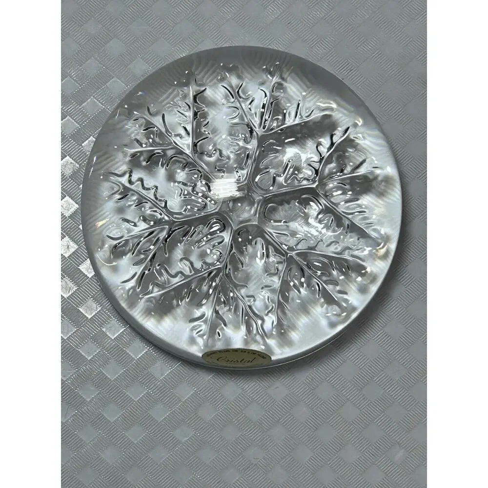 LEAD CRYSTAL Echt Bleikristall 24% PBO Snowflake‎ Bubble Dome Paperweight
